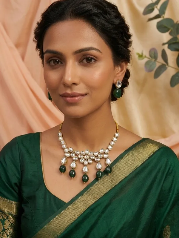 Green_Beads_Alloy_Metal_Copper_Plated_Chokar_Set_For_Women