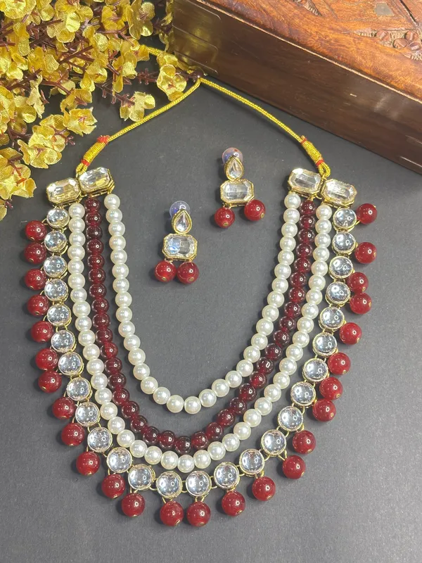 Four_Layer_Maroon_Alloy_Copper_Jewellery_Set_For_Women