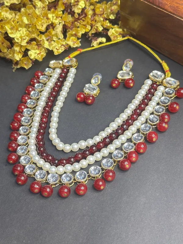 Four_Layer_Maroon_Alloy_Copper_Jewellery_Set_For_Women