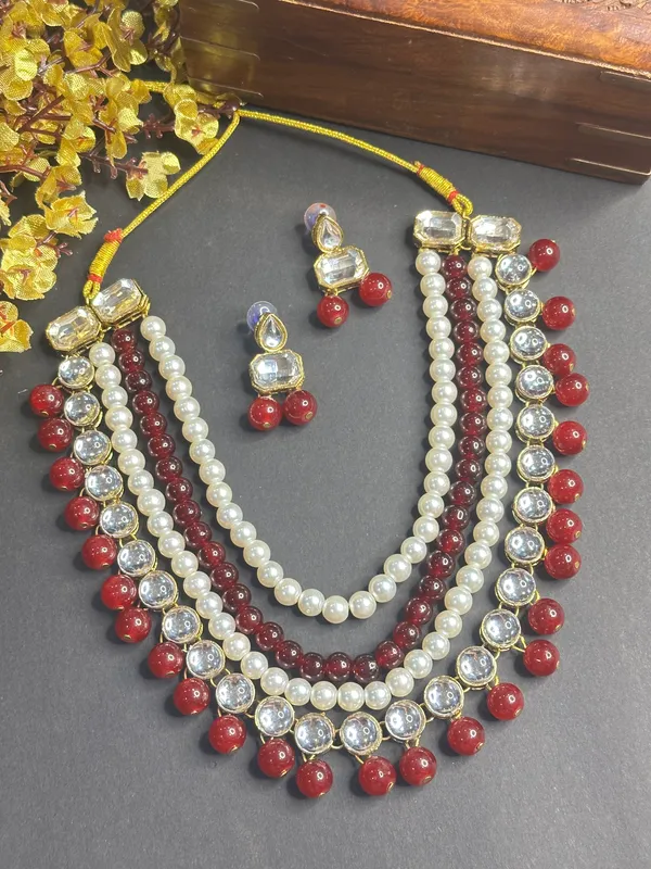 Four_Layer_Maroon_Alloy_Copper_Jewellery_Set_For_Women