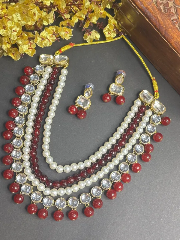 Four_Layer_Maroon_Alloy_Copper_Jewellery_Set_For_Women