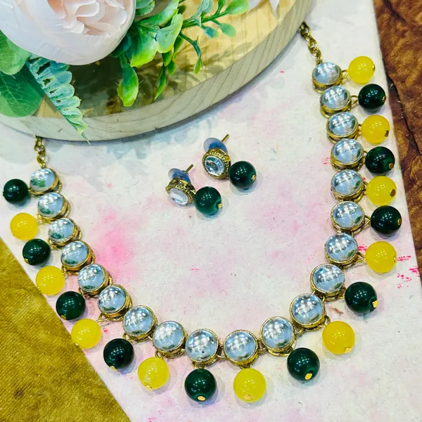 Yellow_Green_Alloy_Copper_Jewellery_Set_For_Women
