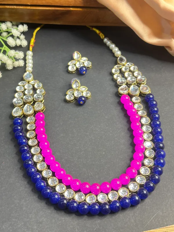 Three_Layer_Pink_And_Blue_Pearl_Necklace_Set