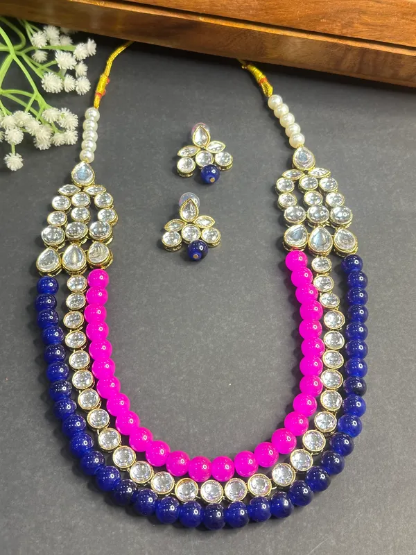Three_Layer_Pink_And_Blue_Pearl_Necklace_Set