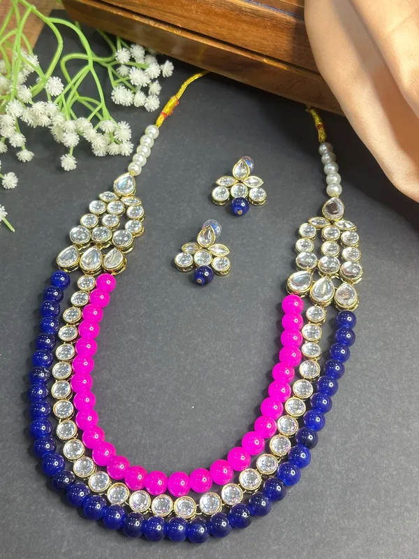 Three_Layer_Pink_And_Blue_Pearl_Necklace_Set