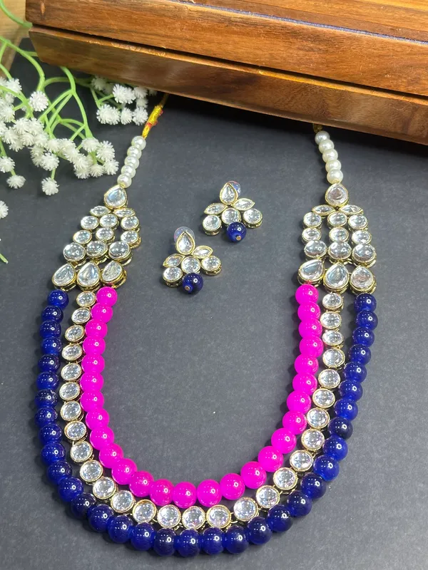 Three_Layer_Pink_And_Blue_Pearl_Necklace_Set