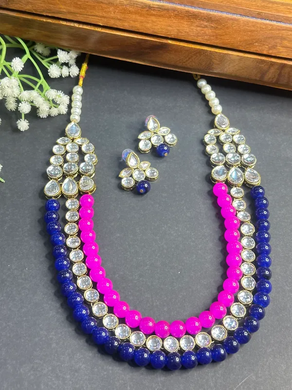 Three_Layer_Pink_And_Blue_Pearl_Necklace_Set