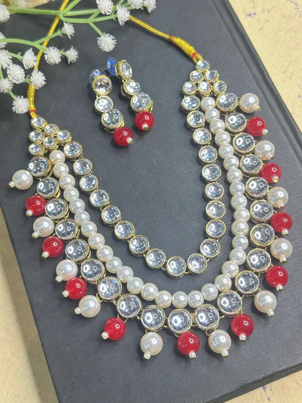 Three_Layer_Red_And_White_Alloy_Jewellery_Set_For_Women