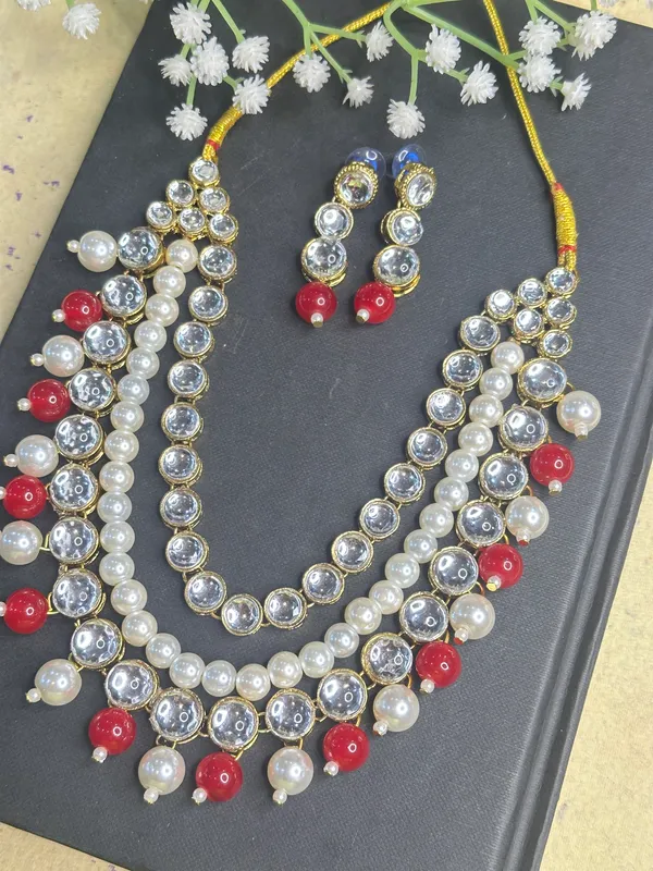 Three_Layer_Red_And_White_Alloy_Jewellery_Set_For_Women
