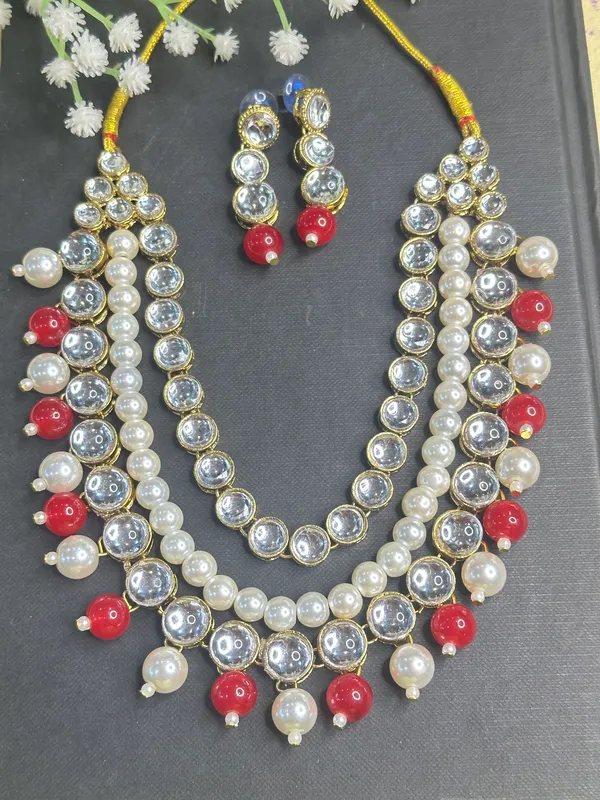 Three_Layer_Red_And_White_Alloy_Jewellery_Set_For_Women