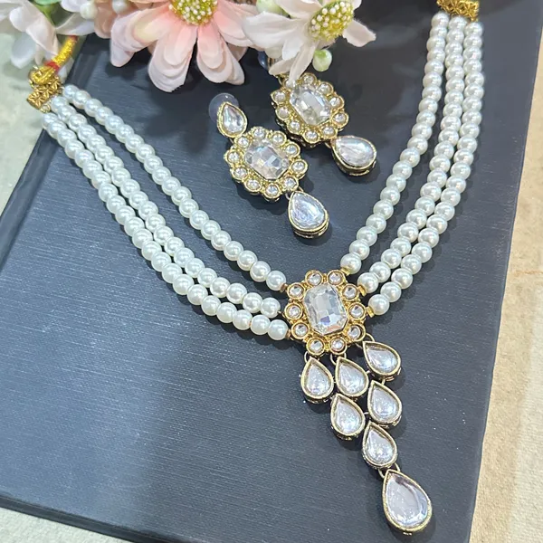 Three_Layer_White__Pearl_Alloy_Copper_Jewellery_Set_For_Women