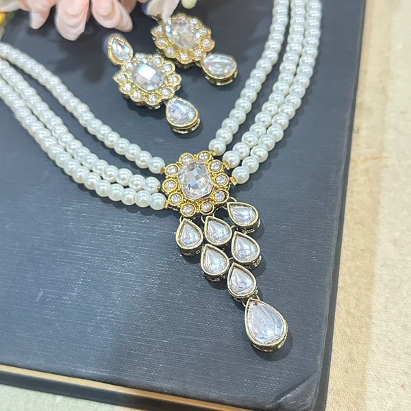 Three_Layer_White__Pearl_Alloy_Copper_Jewellery_Set_For_Women