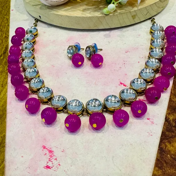 Pink_Alloy_Copper_Jewellery_Set_For_Women