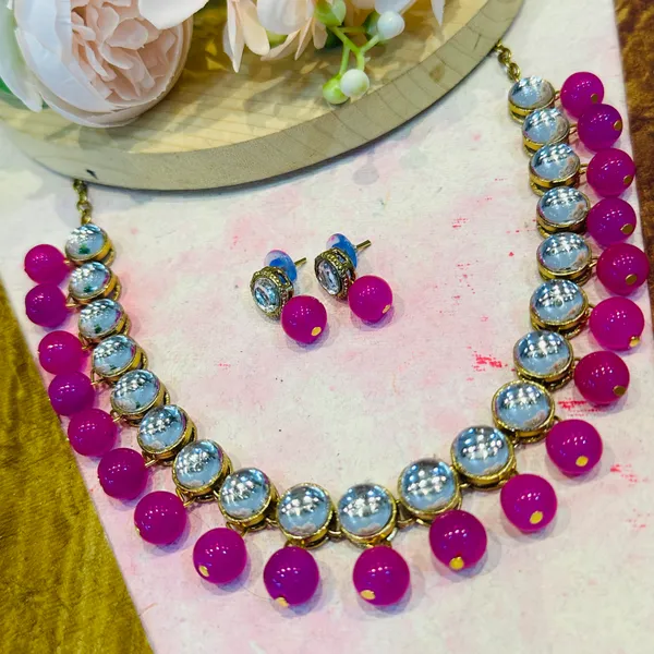 Pink_Alloy_Copper_Jewellery_Set_For_Women