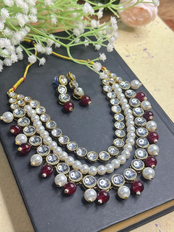 Three_Layer_Maroon_Alloy_Jewellery_Set_For_Women