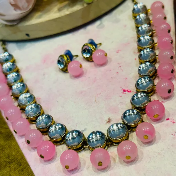 Pink_Alloy_Copper_Jewellery_Set_For_Women