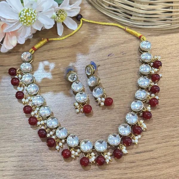 Traditional_Maroon_Pearl_Copper_Plated_Enamel_Crafted__Necklace_Set