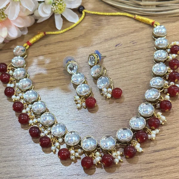 Traditional_Maroon_Pearl_Copper_Plated_Enamel_Crafted__Necklace_Set
