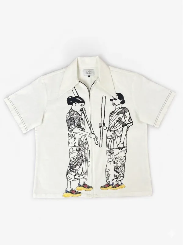 White_Premium_Thin_Denim_Zipper_Shirt_For_Men