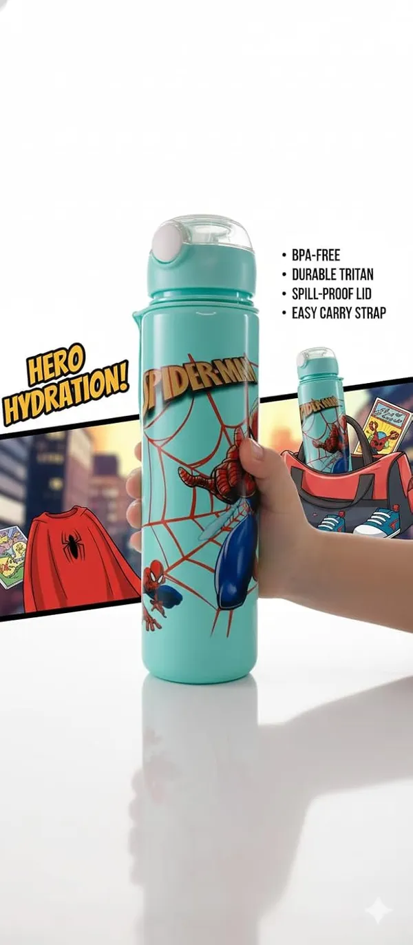 Kids_Water_Bottle_With_Straw_Spider_Men