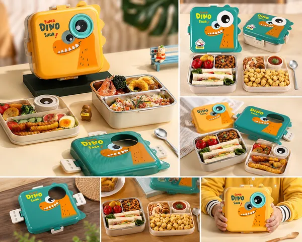 Bento_Lunch_Box_with_Stainless_Steel_Compartments,_Leakproof_Dinosaur_Design_comes_with_1_Detachable_Tray,_1_Small_Container_,_1_Spoon_&_Sauce_Container_Ideal_for_Kids_BPA_Free_1120ml+70ml-_Green