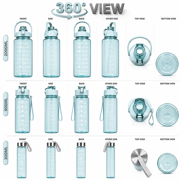 Motivational_Water_Bottle_Set_of_3,_BPA_Free,_Multicolor_Assorted_Color_(Any_Color_May_Be_Sent)_|_Pack_of_1_(Set_of_3-2000ML,_900ML,_300ML)