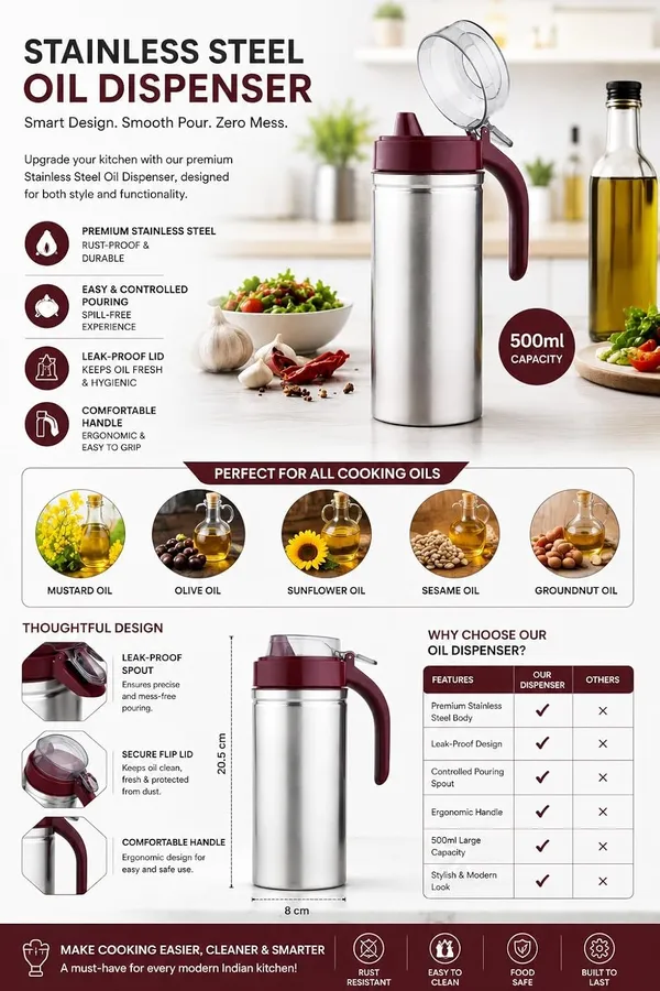 Stainless_Steel_Oil_Dispenser_Bottle_with_Handle_&_Flip_Top_Lid_|_Leakproof_Kitchen_Oil_Pourer_|_Anti-Drip_Nozzle_|_BPA-Free_Transparent_Cap_|_Ideal_for_Cooking_Oil,_Liquid_Storage_(500,_Milliliters)