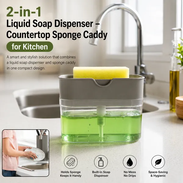 2-in-1_Liquid_Kitchen_Soap_Dispenser_With_Sponge_Holder__|Include_Free_Sponge_Scrubber_
