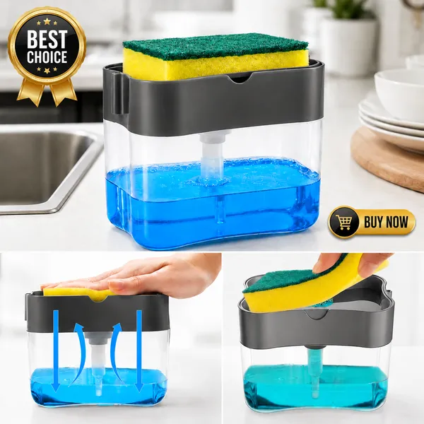2-in-1_Liquid_Kitchen_Soap_Dispenser_With_Sponge_Holder__|Include_Free_Sponge_Scrubber_