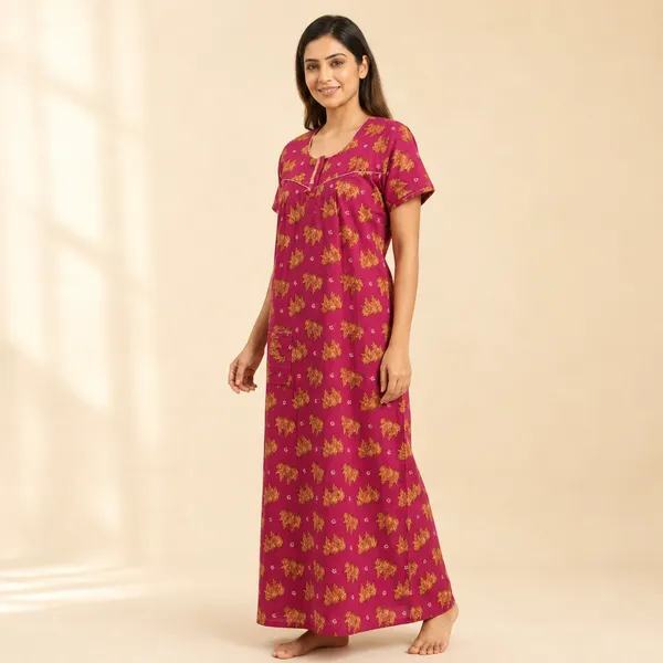 Pink_Cotton_Brocade_Floral_Print_Nighty_For_Women