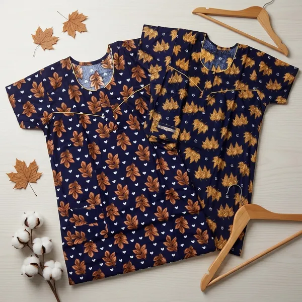 Navy_Blue_Cotton_Print_Nighty_Duo_For_Women