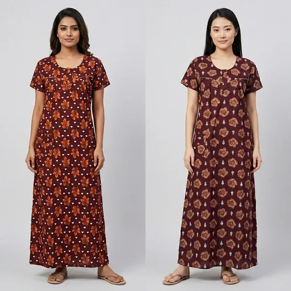 Brown_Cotton_Floral_Nighty_Duo_For_Women
