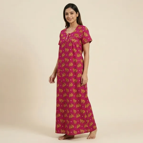 Pink_Cotton_Brocade_Floral_Print_Nighty_For_Women