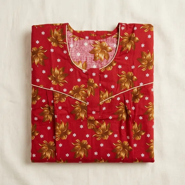 Red_Cotton_Blend_Floral_Print_Nighty_For_Women