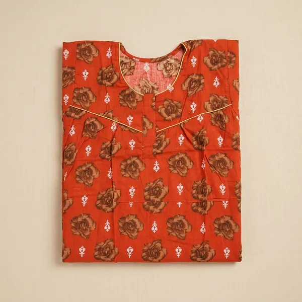 Orange_Cotton_Floral_Print_Nighty_For_Women