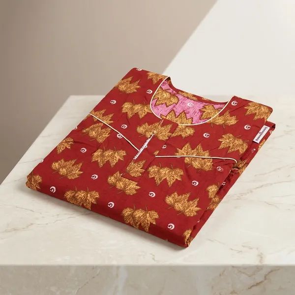 Red_Cotton_Floral_Print_Nighty_For_Women