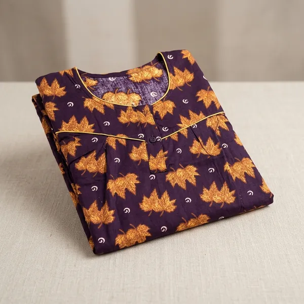 Violet_Cotton_Maple_Leaf_Print_Nighty_For_Women