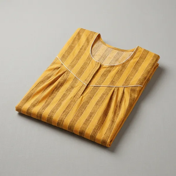 Yellow_Cotton_Striped_Nighty_For_Women