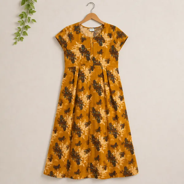 Women's_Mustard_Yellow_Paisley_Printed_Cotton_Nighty_-_Cozy_Round_Neck_Nightdress