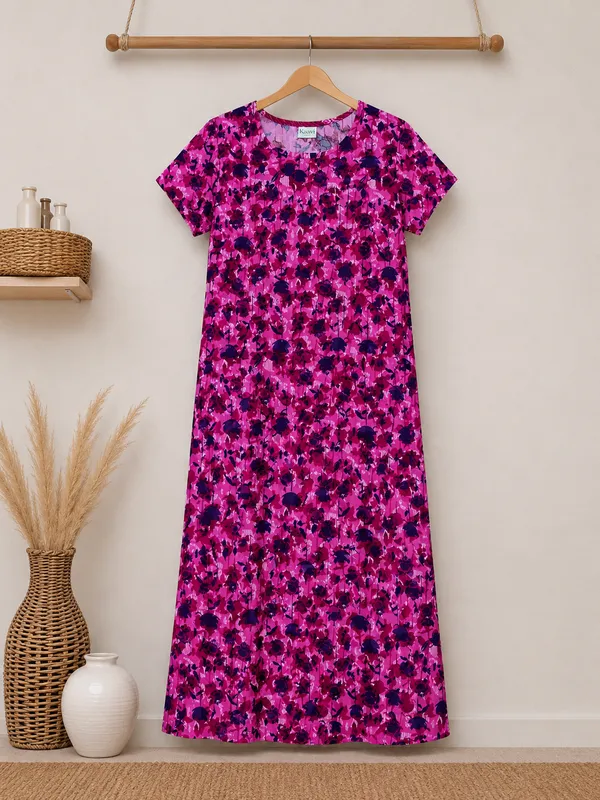 Women's_Rani_Pink_Floral_Printed_Cotton_Nighty_-_Cozy_Round_Neck_Nightdress