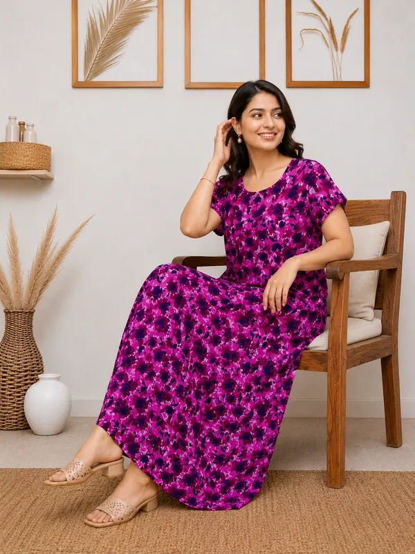 Women's_Rani_Pink_Floral_Printed_Cotton_Nighty_-_Cozy_Round_Neck_Nightdress
