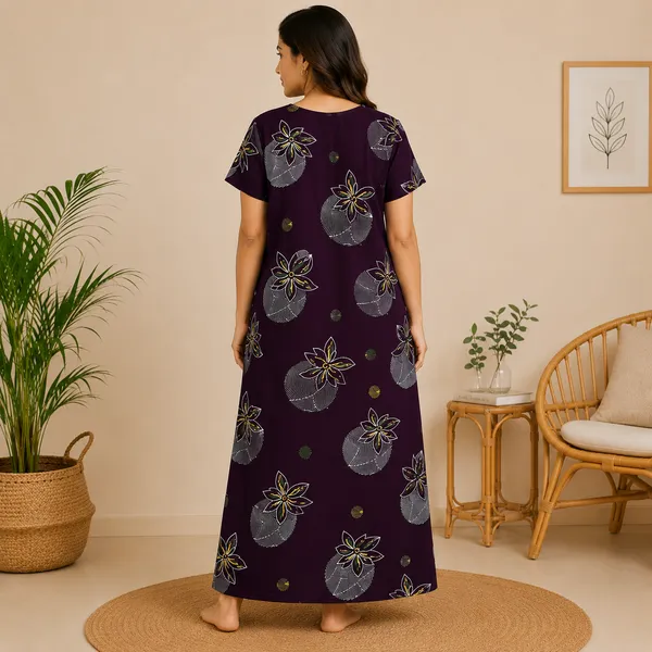 Premium_Cotton_Maroon_Nightwear_Nighty_with_Floral_Print_for_Women