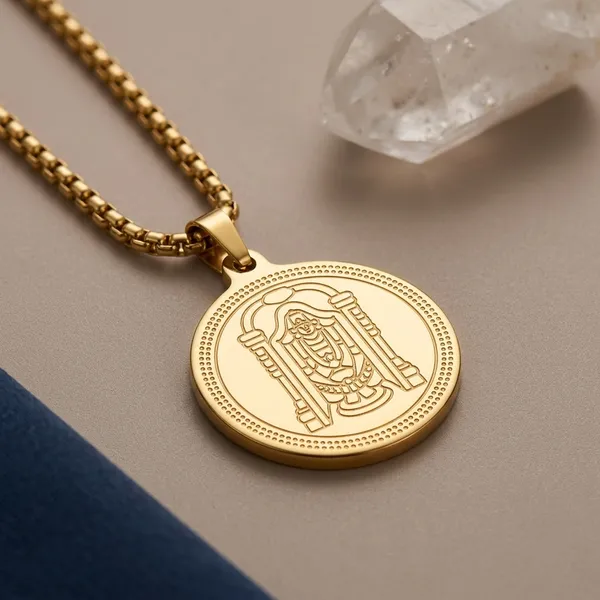 Gold_Steel_Religious_Circular_Pendant_Chain_For_Men