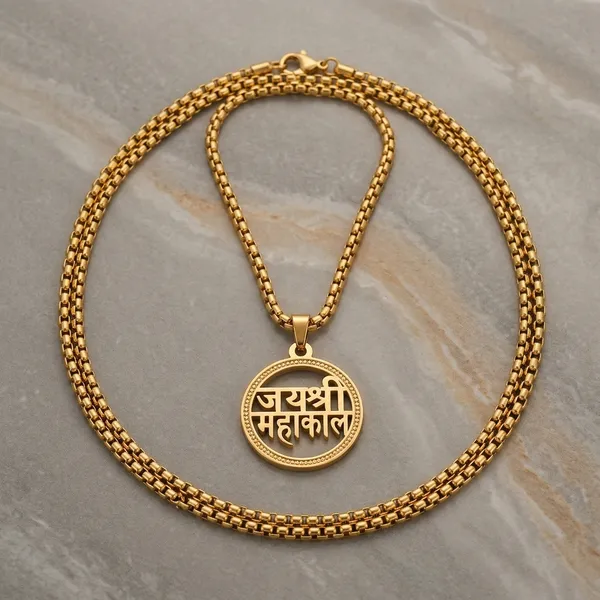 Gold_Steel_Jai_Shree_Mahakal_Circular_Pendant_Chain_For_Men