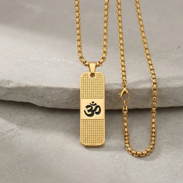 Gold_Steel_Om_Symbol_Rectangular_Pendant_Chain_For_Men