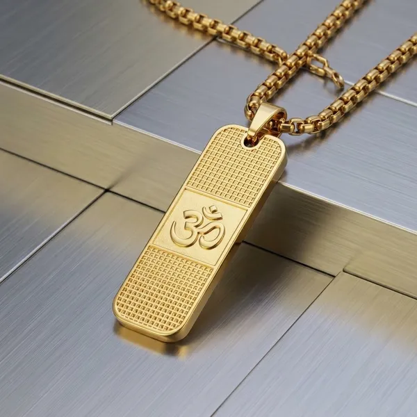 Gold_Steel_Om_Symbol_Rectangular_Pendant_Chain_For_Men