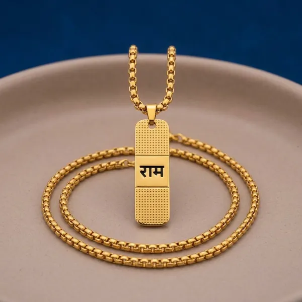 Gold_Stainless_Steel_Plated_Ram_Deity_Pendant_Chain_For_Men