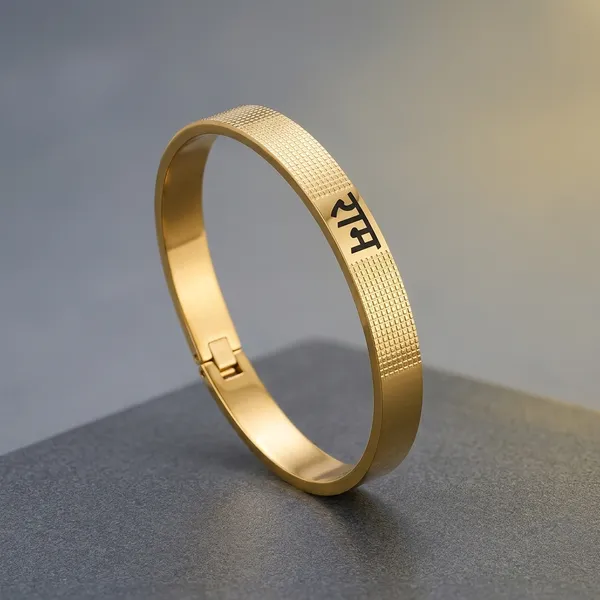 Gold_Steel_Flat_Cuff_Ram_Etched_Kada_Bracelet_For_Men