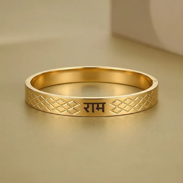 Gold_Steel_Ram_Engraved_Diamond_Cut_Kada_Bracelet_For_Men