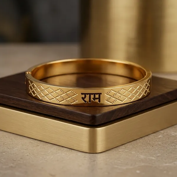 Gold_Steel_Ram_Engraved_Diamond_Cut_Kada_Bracelet_For_Men